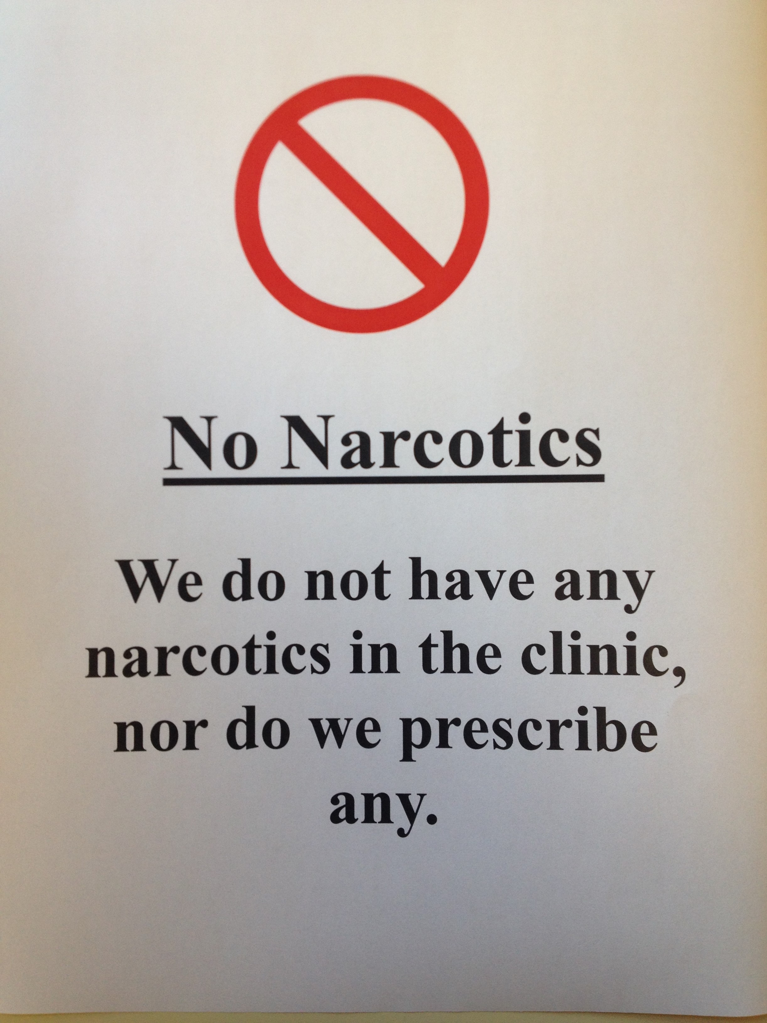 No Narcotics sign